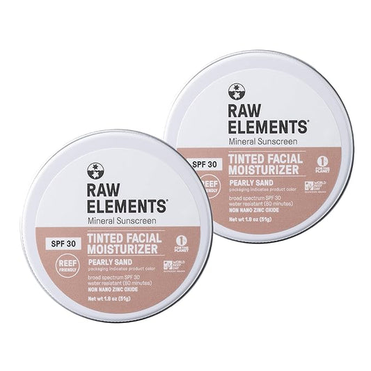 Raw Element Ultra-Moisturizing Tinted Face Cream, Non Toxic Mineral Face Sunscreen, Daily Tinted Moisturizer, Non-Nano Zinc Oxide, Reef Friendly, All Ages, SPF 30, 1.8 oz, Pearly Sand, Pack of 2-VivaGrace Women