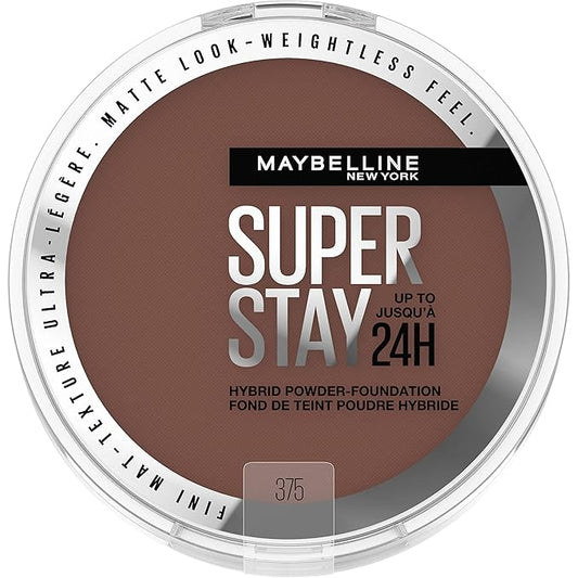 Maybelline Super Stay Up to 24HR Hybrid Powder-Foundation, Medium-to-Full Coverage Makeup, Matte Finish, 375, 1 Count-VivaGrace Women