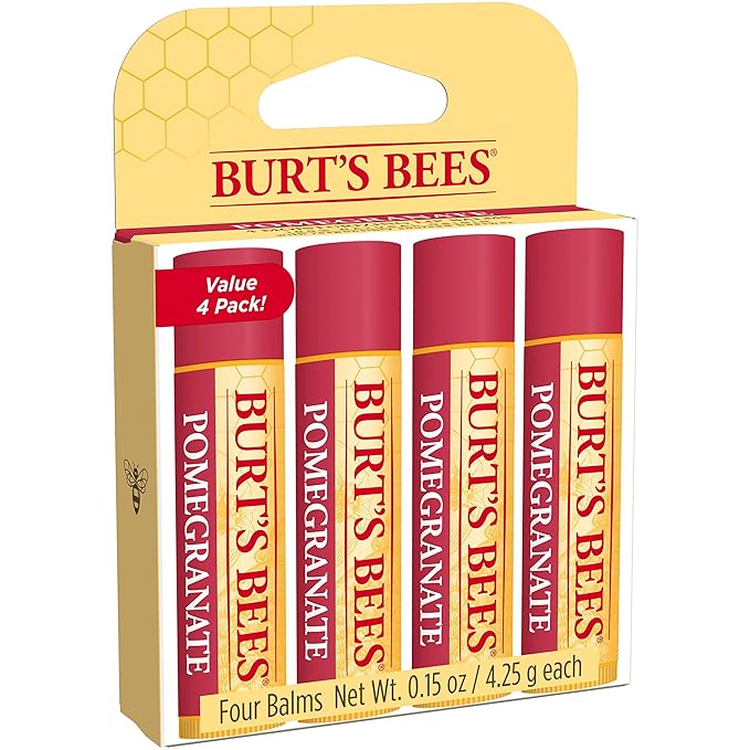 Burt's Bees Lip Balm - Pomegranate, Lip Moisturizer With Responsibly Sourced Beeswax, Tint-Free, Natural Origin Conditioning Lip Treatment, 4 Tubes, 0.15 oz.-VivaGrace Women