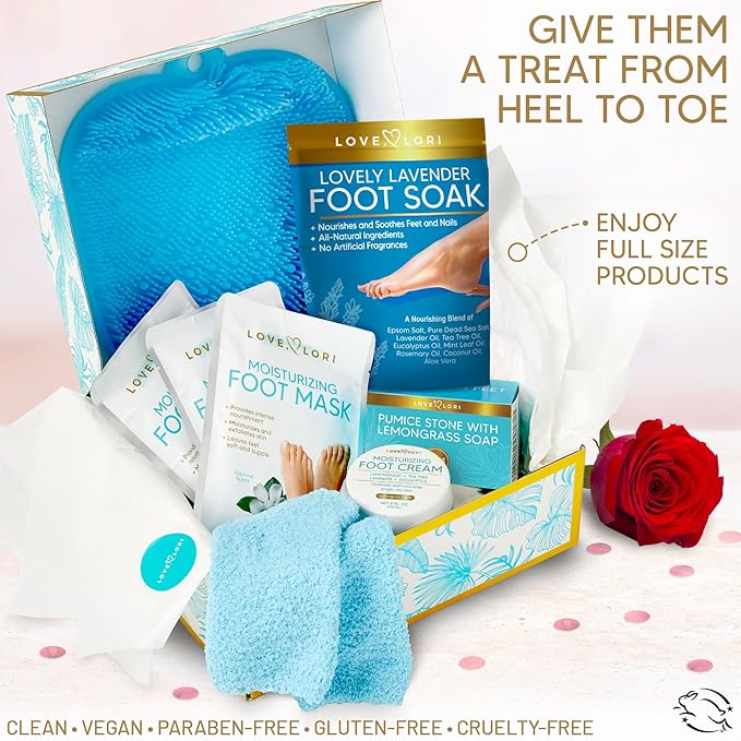 LOVE, LORI Foot Spa Kit, Foot Care Kit, Self Care Gifts for Women, 8 Piece Pedicure Kit, Great Valentine Day Gifts for Her, Gifts for Women, Spa Gifts-VivaGrace Women