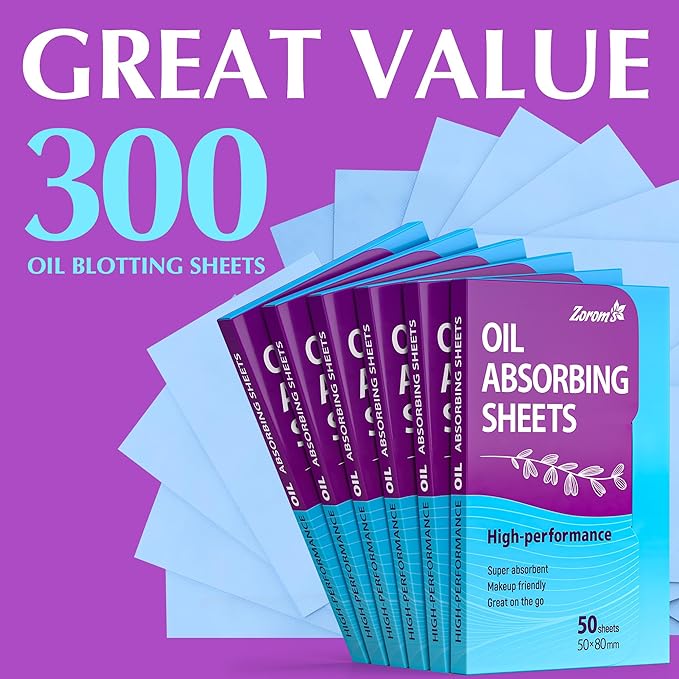 Premium Oil Absorbing Sheets for Face - 6 pack (300 sheets) - Makeup Friendly Oil Blotting Sheets for Face - Blotting Papers for Face with Oily Skin-VivaGrace Women
