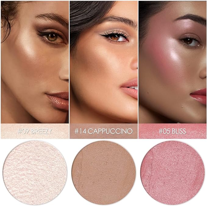3 Pcs LIGHT-MEDIUM Contour Stick Set,Cream Blush & Highlighter Bronzer Pen,Long Lasting & Smooth Natural Face Contouring Illuminator,Professional Makeup Kit for All Skin-VivaGrace Women