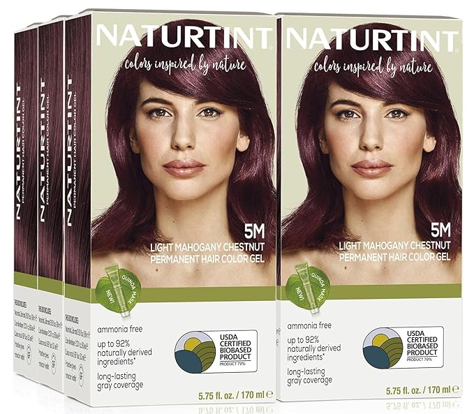 Naturtint 5M Light Mahogany Chestnut Permanent Hair Color (Pack of 6), Ammonia Free, Vegan, Cruelty Free, up to 100% Gray Coverage, Long Lasting Results (Packaging may vary)-VivaGrace Women