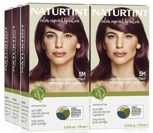 Naturtint 5M Light Mahogany Chestnut Permanent Hair Color (Pack of 6), Ammonia Free, Vegan, Cruelty Free, up to 100% Gray Coverage, Long Lasting Results (Packaging may vary)-VivaGrace Women