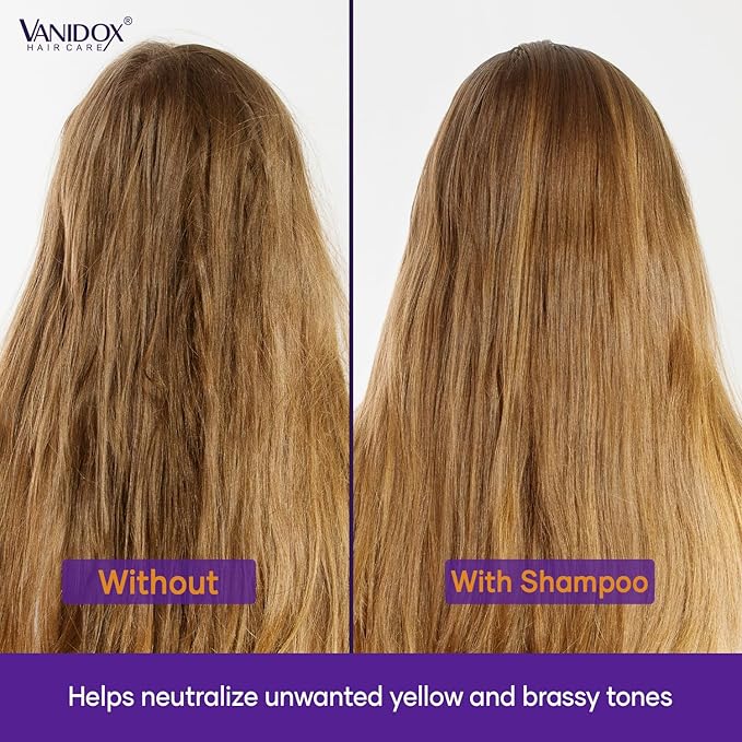 Sulfate Free Brass Toning Purple Shampoo for Blondes, Brown Highlighted, or Bleached Hair, Infused with Purple Rice Extract, Hyaluronic Acid, Vitamin E, and Chamomile Extract (16 fl oz)-VivaGrace Women
