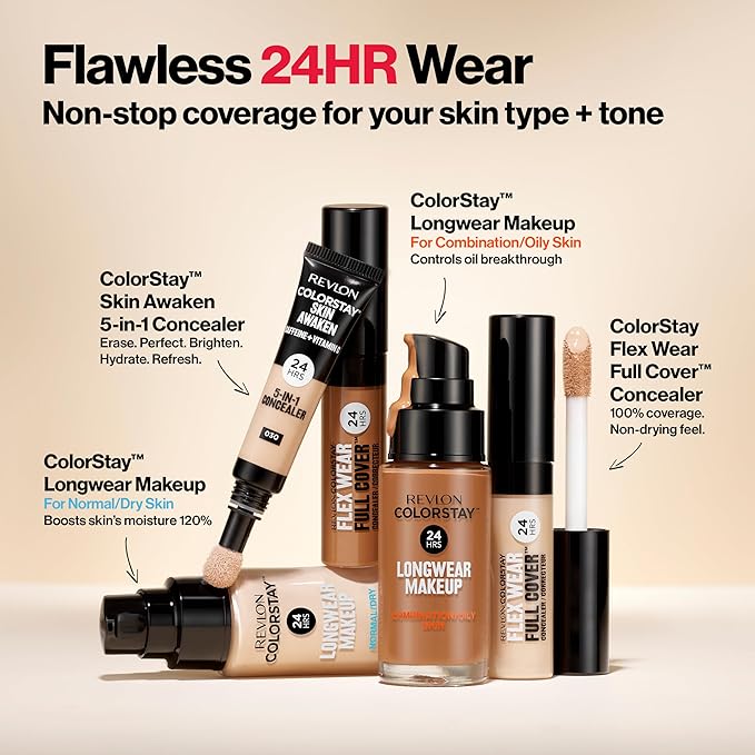 Revlon Liquid Foundation, ColorStay Face Makeup for Combination & Oily Skin, SPF 15, Medium-Full Coverage with Matte Finish, Early Tan (340), 1.0 oz-VivaGrace Women