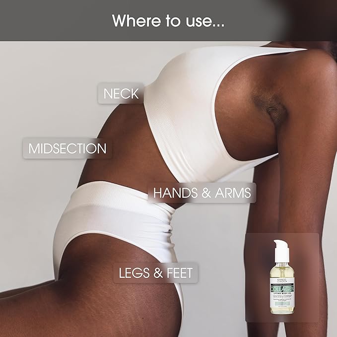 Advanced Clinicals Hydrating Collagen Oil For Body & After Shower | Visible Anti Aging Moisturizing Collagen Body Oil For Women & Men Helps Soften Appearance Of Crepe Skin & Wrinkles, 3.8 Fl Oz, 2pc-VivaGrace Women