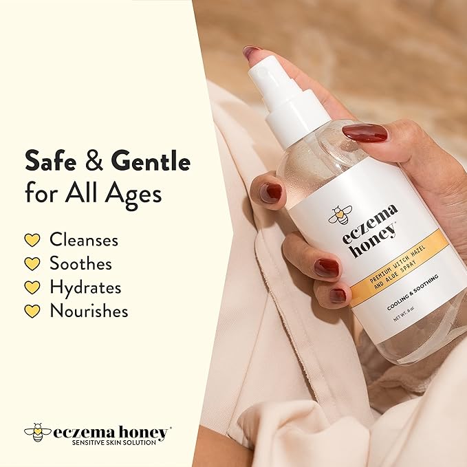 ECZEMA HONEY Premium Witch Hazel & Aloe Spray - Facial Mist Skin Care Product - Unscented Moisturizer, Dewy Makeup Spray, Aftershave & More (8 Oz)-VivaGrace Women