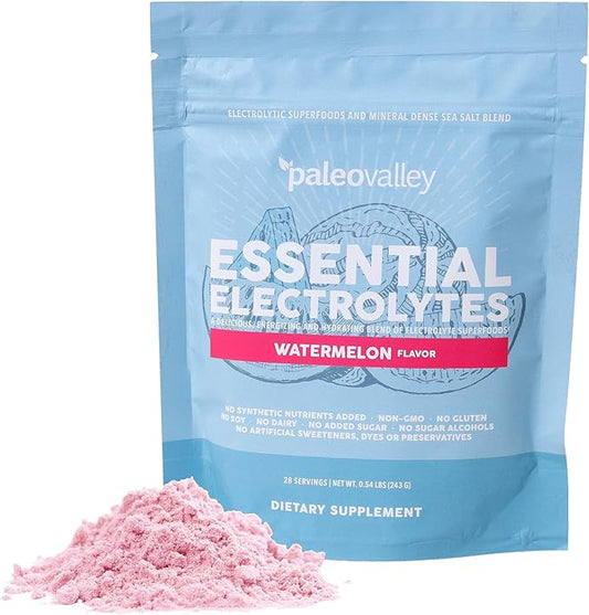 Paleovalley Essential Electrolytes Powder - Full Spectrum Watermelon Electrolyte Powder for Hydration, Energy and Muscle Recovery - No Sugar Added - 28 Servings-VivaGrace Women
