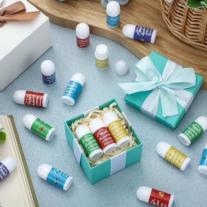 25 Pcs Thank You Gifts Mini Lip Balm Bulk Gifts for Coworkers Inspirational Appreciation Gifts Natural Ingredients Dry Chapped Lip Care Products for Employee Women Teacher, Assorted Flavors-VivaGrace Women