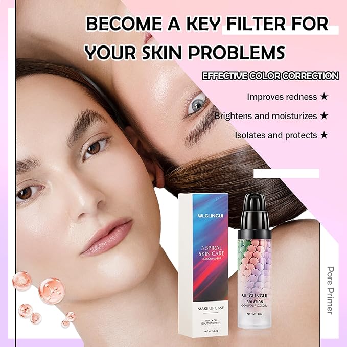 One Step Color Corrector,Tri-Color Color Correcting Facial Serum,Moisturizing Color Changing Foundation,Oil Control Tinted Moisturizer Isolation Cream for Face Makeup Primer Base-VivaGrace Women