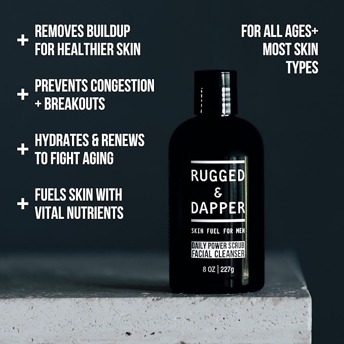 Premium Daily Power Scrub | 8 oz | Exfoliating Mens Face Wash | Deep Cleans + Prevents Breakouts | Face Wash Men's | Natural Ingredients | Made in USA-VivaGrace Women