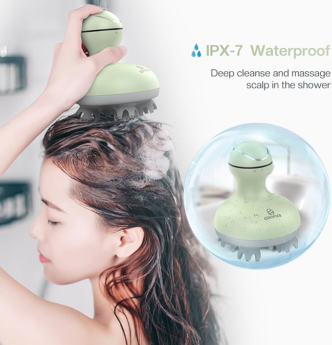 COMFIER Scalp Massager, Electric Head Scratcher, Portable Head Massager for Hair Growth with 84 Silicone Massage Nodes, Dog&Cat Massager, Rechargeable, Waterproof, Gifts for Mom,Dad,Women,Men (Green)-VivaGrace Women