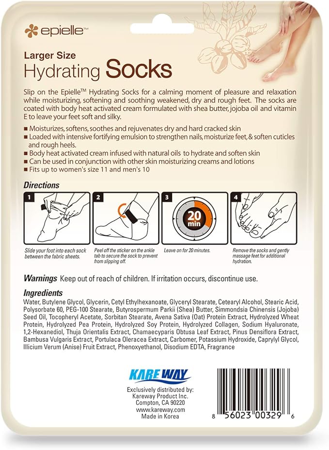 Epielle Hydrating Hand & Foot Masks 12 Pairs, Deep Moisturizing Socks & Gloves, Soften Dry Hands & Cracked Heels with Shea Butter & Jojoba Oil, Korean Skin Care, Foot Spa, Self Care Gifts for Women-VivaGrace Women