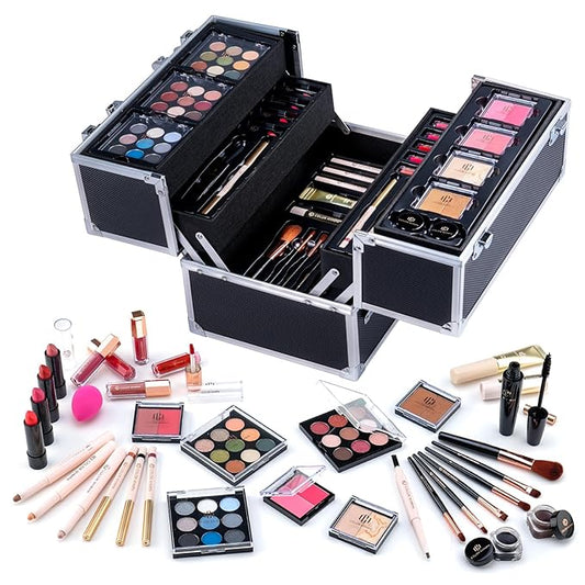 Color Nymph Makeup Sets for Teens Girls Women, Professional Makeup Kits All In One Makeup Set Storage Train Case, Beginner Full Cosmetics Kit with Eyeshadow Blush Lipstick Lipgloss Mascara etc Black-VivaGrace Women