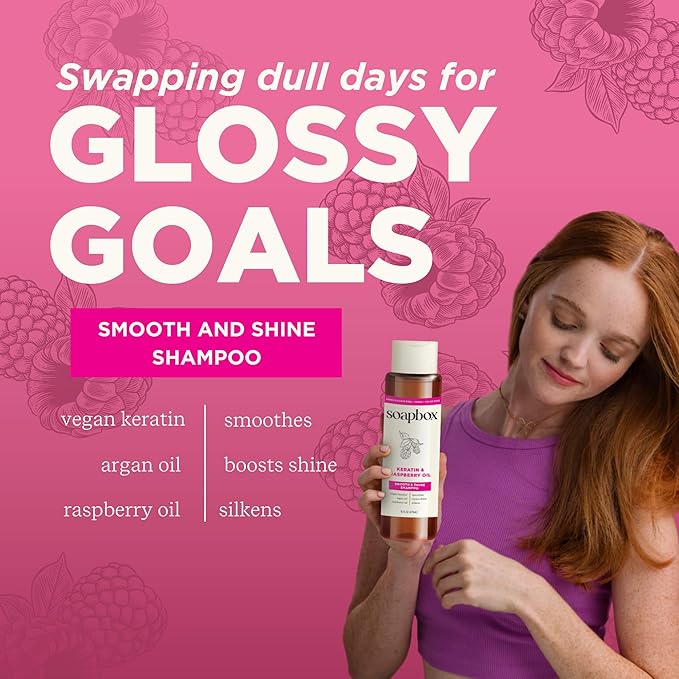 Soapbox Shine Boosting Keratin Shampoo & Conditioner Set with Argan Oil, Pack of 2 Harsh Sulfate & Paraben Free, Silicone Free, Color Safe, and Vegan Hair Products, 16 Ounces Each-VivaGrace Women