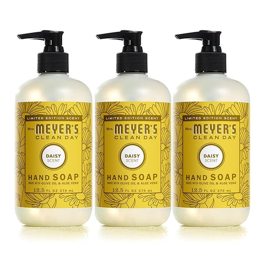 MRS. MEYER'S CLEAN DAY Liquid Hand Soap, Daisy Scent, 12.5 Ounce Bottle (Pack of 3)