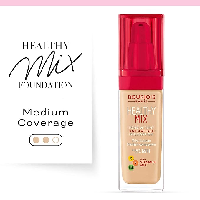 Bourjois Healthy Mix Anti-Fatigue Medium Coverage Liquid Foundation 52 Vanilla, 30ml, 29199601052-VivaGrace Women