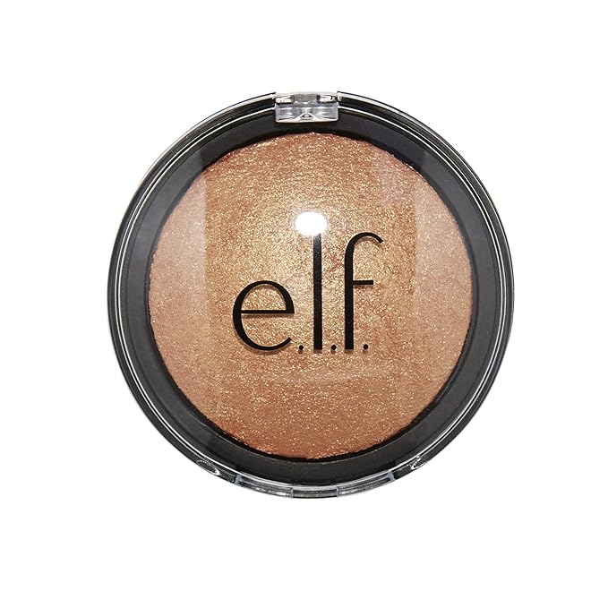 e.l.f., Baked Highlighter, Sheer, Shimmering, Hydrating, Blendable, Glides On, Creates a Radiant Glow, Nourishes, Apricot Glow, Infused with Vitamin E, Jojoba and Grape Oils, 0.16 Oz-VivaGrace Women