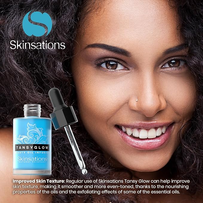 Skinsations - Balancing Face Oil Infusion - TANSY GLOW - Soothing and Calming, Skin Regenerative, Hydrating, Anti-Aging Skin Care - Blue Tansy, Neroli Oil, Chamomile, Moringa Oil, Vitamin C, Vitamin E-VivaGrace Women