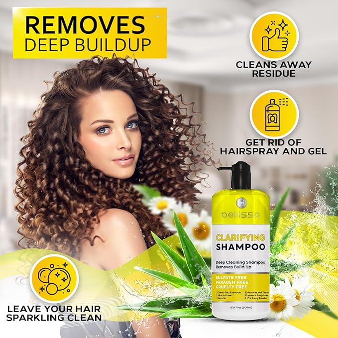 Clarifying Shampoo for Women and Men - Ideal for Oily Hair and Build Up - Gentle, Moisturizing Sulfate Free Formula - Safe for Color Treated, Curly Perms and Dry Scalps - Remove Chlorine for Swimmers-VivaGrace Women