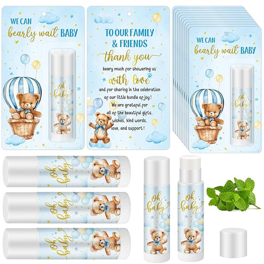 50 Pack Baby Shower Lip Balm Bulk Bear Baby Shower Favors Baby Mint Flavor Lip Balm Baby Shower Gifts for Guest Bear Themed Baby Shower Thank You Gifts Girls Boys Games Gender Reveal Favors-VivaGrace Women