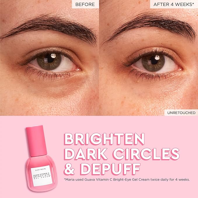 Glow Recipe Guava Vitamin C Brightening Eye Cream - Hydrating Under Eye Cream with Niacinamide, Peptides & Caffeine - Firming & Illuminating Dark Circles Under Eye Treatment for Puffiness (15ml)-VivaGrace Women