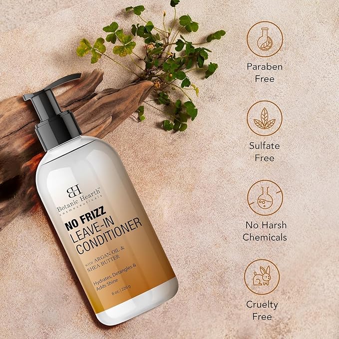 Botanic Hearth Leave In Conditioner For Curly, Frizzy, Dry, Damaged Hair | Detangling Conditioner With Shea Butter, Argan Oil & Allantoin | Smooth Flyaways & Add Shine | For All Hair Types | 8 Oz-VivaGrace Women
