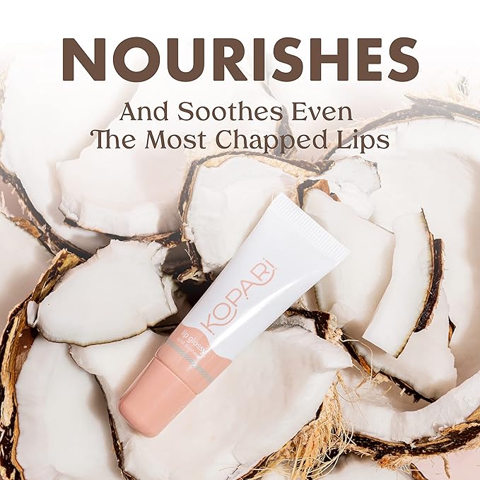 Kopari Coconut Lip Glossy | Nude Tint Birthday Suit | Vegan Hydrating Moisturizing Lip Oil Vitamin E Shea Butter Long Wear High Shine Non Sticky | Natural Clean Plant Based Non Toxic Balm Paraben Free-VivaGrace Women