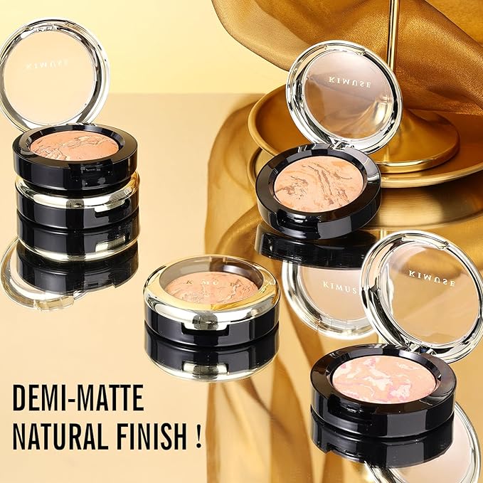 KIMUSE Lighting Glow Baked Foundation, Brighten Color, Color Corrector, Buildable Coverage, Lightweight Powder Foundation, Radiant Natural Finish-VivaGrace Women