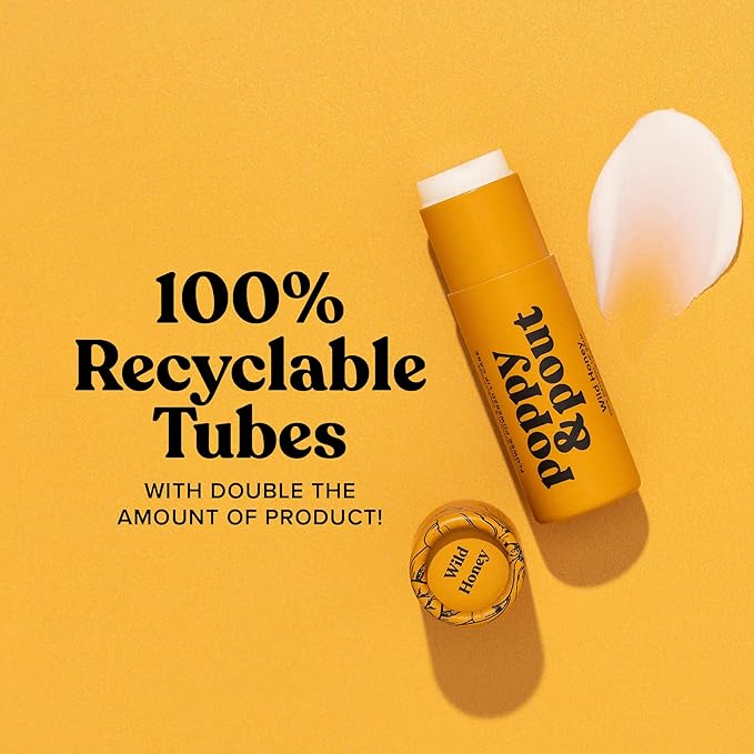 Poppy & Pout Wild Honey Jumbo Lip Balm | All Natural Lip Balms & Moisturizers | Hydrates with Beeswax, Vitamin E, Organic Coconut Oil | Cruelty-Free | Lip Balm in Recyclable Cardboard Tube-VivaGrace Women