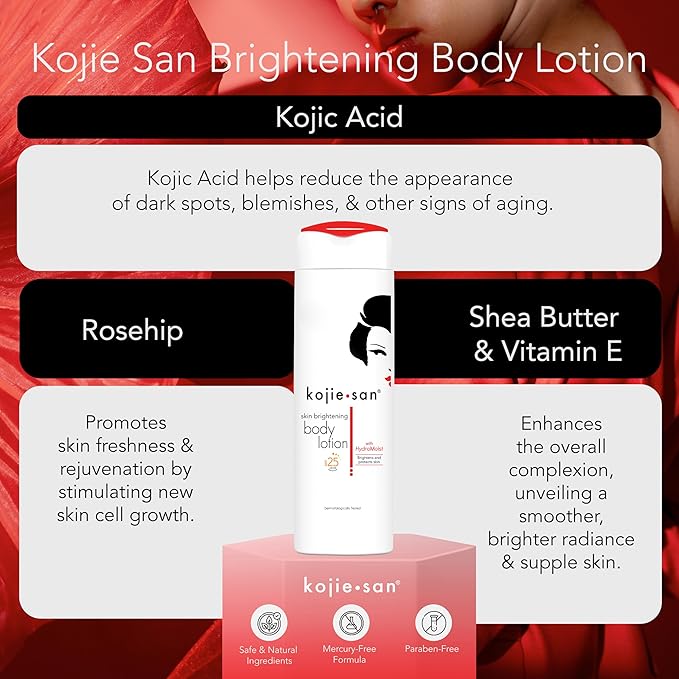 Kojie San Face & Body Complete Brightening Set - 3 x 100g Bars Soap, Body Lotion, Face Cream, Toner, and Face Cleansing Brush - 7pcs-VivaGrace Women