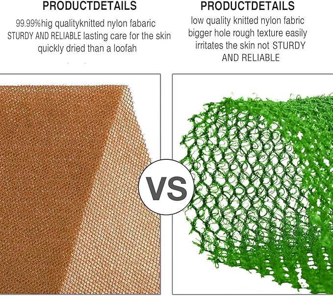 UJFQBH 3 Pieces African Bath Sponge African Net Long Net Bath Sponge Exfoliating Shower Body Scrubber Back Scrubber Skin Smoother,Great for Daily Use (Brown, Blue, Purple)-VivaGrace Women