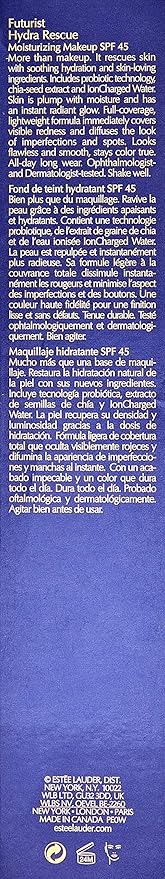 Estée Lauder Futurist Hydra Rescue Moisturizing Foundation SPF 45, 12 Hour Glow, 1.2 oz., 5W1 Bronze-VivaGrace Women