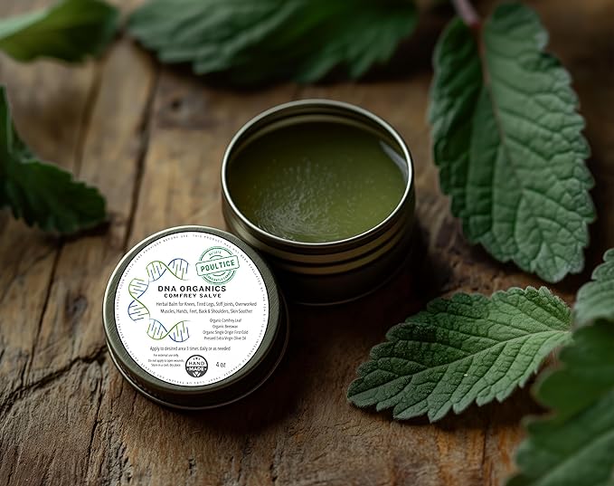DNA Organics Comfrey Salve – Herbal Balm for Muscles, Knees & Joints – Organic, Handcrafted, Slow Infused, No Fillers – Scent-Free – for Dry Skin & Post-Workout Care – 4oz-VivaGrace Women