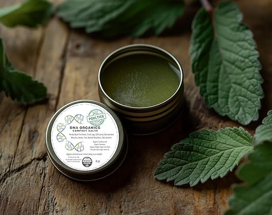 DNA Organics Comfrey Salve – Herbal Balm for Muscles, Knees & Joints – Organic, Handcrafted, Slow Infused, No Fillers – Scent-Free – for Dry Skin & Post-Workout Care – 4oz-VivaGrace Women