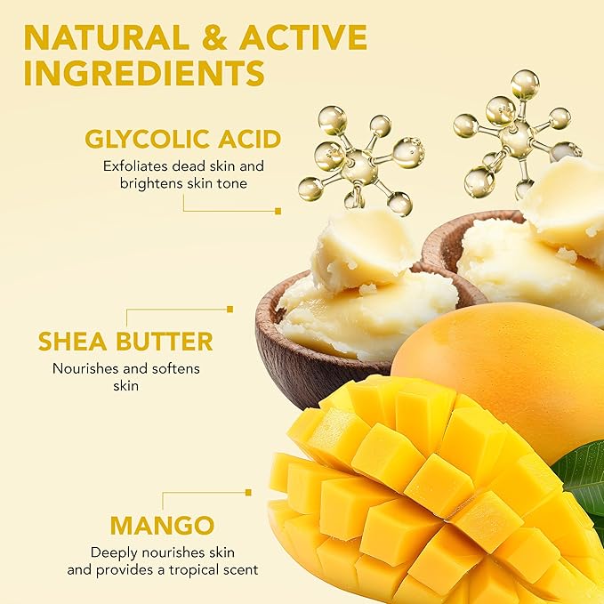 Botanic Hearth Mango Swirl Body Scrub - 8.8 fl oz - Exfoliating & Moisturizing Scrub for Smooth, Radiant Skin - Infused with African Shea & Glycolic Acid | 3 in 1 Scrub-VivaGrace Women