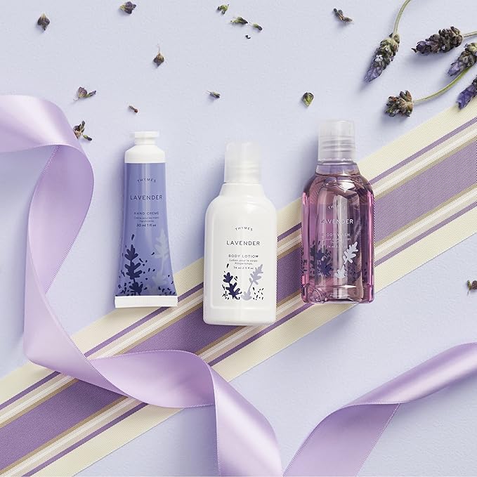 Thymes Travel Set and Beauty Bag - Contains Body Wash, Body Lotion & Hand Cream - Lavender-VivaGrace Women