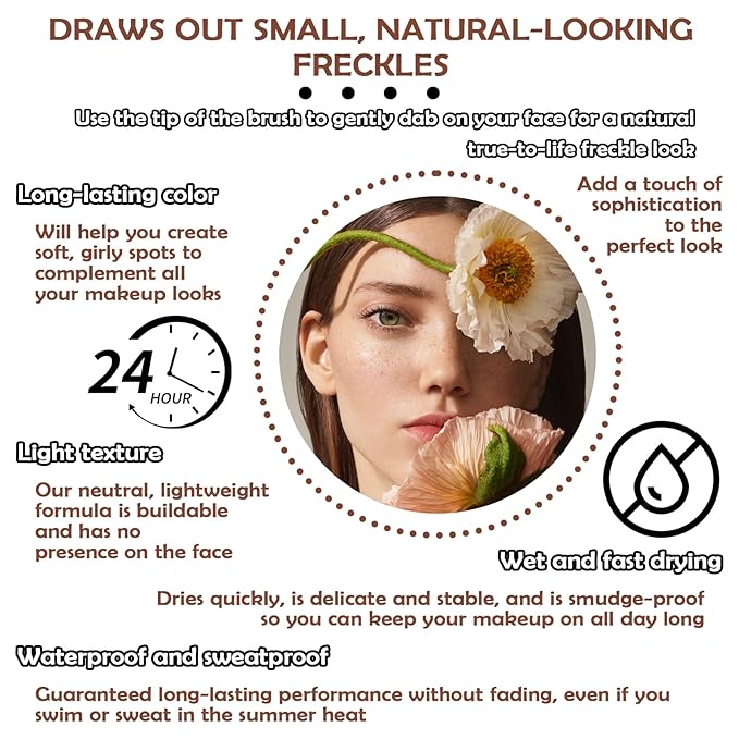 4 Colors Freckle Pen,Waterproof Freckle Makeup Pen,Lightweight Long Lasting Quick Dry Dot Spot Makeup Pen - Light Brown,Natural Coffee,Chestnut,Dark Brown-VivaGrace Women