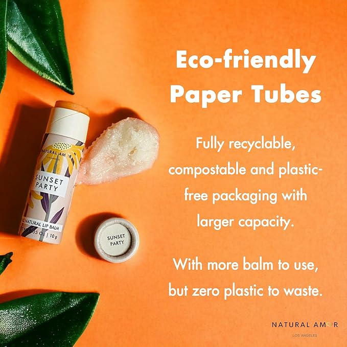 Natural Amor All Natural Lip Balm - 0.3oz Paper Tube - Handcrafted with Beeswax, Vitamin E, Essential Oil and Coconut Oil - Cruelty-Free, Citrus Scent-VivaGrace Women
