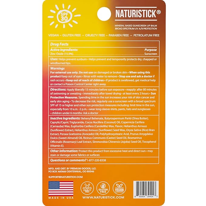 Naturistick SPF 30 Vegan Lip Balm – Mineral Sunscreen with Zinc Oxide | Broad Spectrum UVA/UVB | 100% Natural, Coral-Friendly Formula | 5-Pk Raspberry, Coconut, Cherry, Citrus, Spearmint | Made in USA-VivaGrace Women