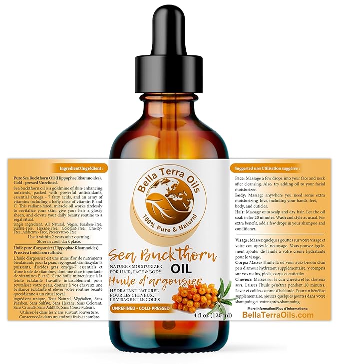 Bella Terra Oils - Seabuckthorn Berry Oil 4oz - Experience Nature's Luxurious Touch, Brimming with Vitamin E & Carotenoids, Transcend Ordinary Skincare-VivaGrace Women