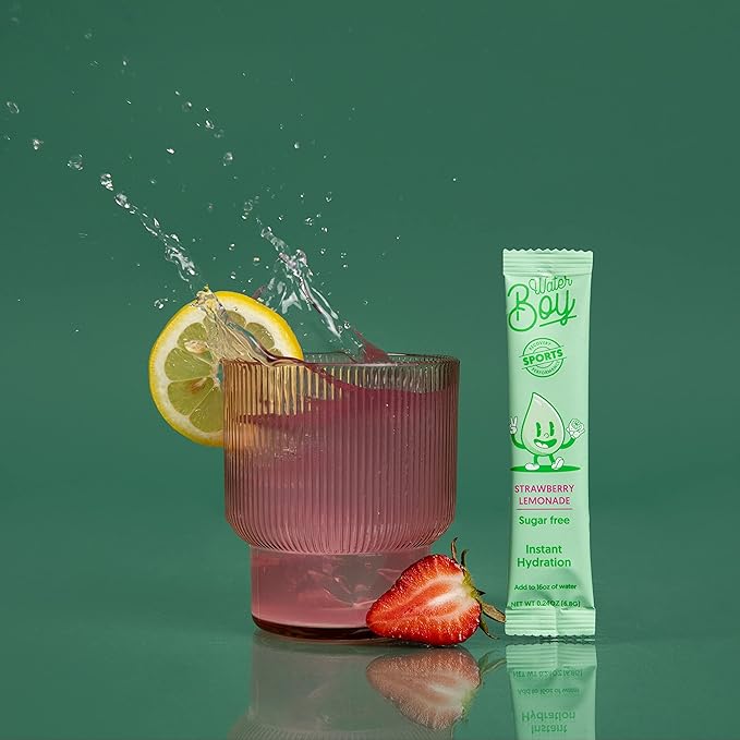 Waterboy Workout Hydration | 2,960mg Sugar Free Electrolyte Powder Packets | L-Glutamine + Vitamins | No Sugar, All Natural, Gluten Free | 15 Drink Stick Mixes (Strawberry Lemonade)-VivaGrace Women