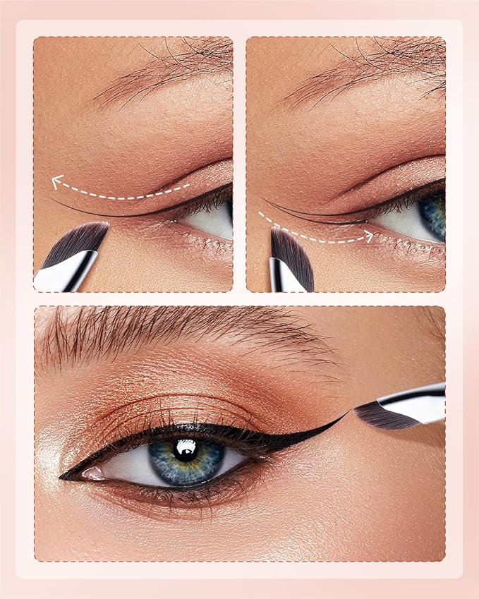 EIGSHOW Eyeliner Brush Gel Eyeliner Makeup Brush for Precise Eye Liner Eyebrow Eyelid Ultra Thin with Curved Bristle (E865 2Pieces)-VivaGrace Women
