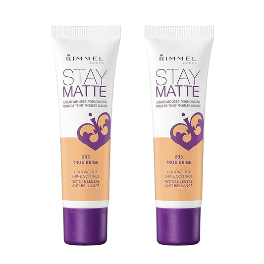 Rimmel, Stay Matte Foundation, True Beige 2 Count (Pack of 1)-VivaGrace Women
