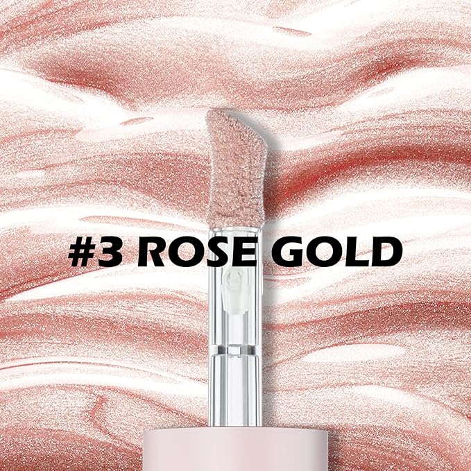 Erinde Liquid Highlighter Makeup, Pink Luminizer Face Highlight Makeup Stick, Natural Beauty Glow Finish, Lightweight Blendable Cream Face Body Liquid Illuminator Bronzer, Cruelty-free, 03 Rose Gold-VivaGrace Women