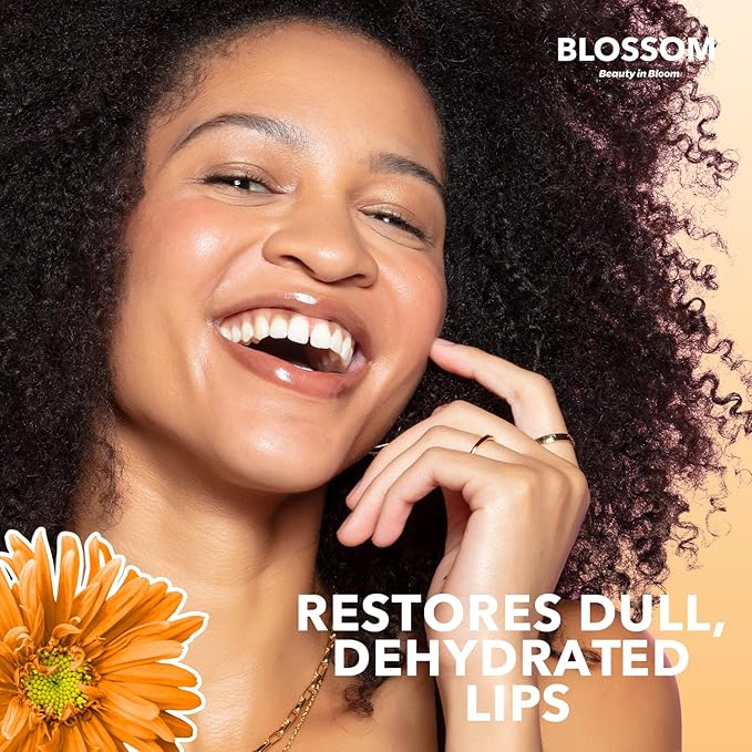 Blossom Moisturizing and Hydrating Shimmer Sparkle Lip Oil with Olive Oil + Grape Seed Oil, Infused with Real Flowers, 3g, Mango-VivaGrace Women