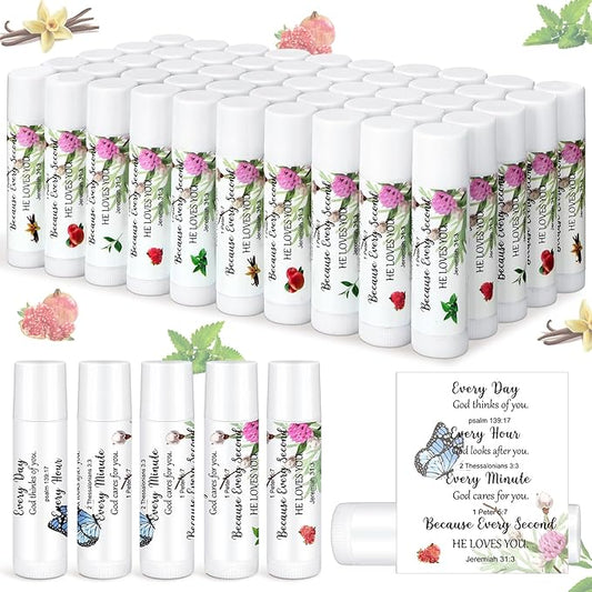 50 Pcs Lip Balm Bulk Christian Gift for Women Faith Religious Bible Verse Lip Balm Inspirational Gift Scripture Moisturizing Lip Care Product for Coworker Friend Sister Teacher Birthday-VivaGrace Women