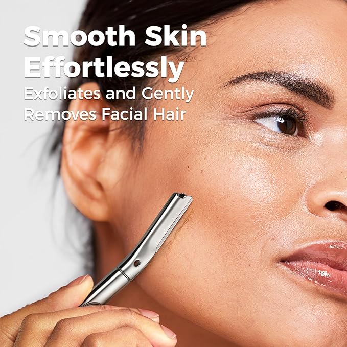 ZOMCHI Dermaplaning Tool, Dermaplaning Razor for Women & Men, Reusable Eyebrow Razor with 11 Refill Blades, Facial Razor Removes Peach Fuzz, Exfoliates Skin (Matte Silver)-VivaGrace Women