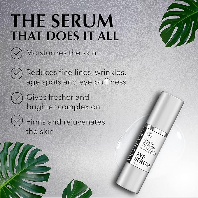 Eye Serum, Multi-Vitamin Skin Care Serum with Vitamins A, B, C and E, Rejuvenating Dark Spot Remover for Face and Under Eyes, Improves Age Spots, Fine Lines and Wrinkles, 30 ml-VivaGrace Women
